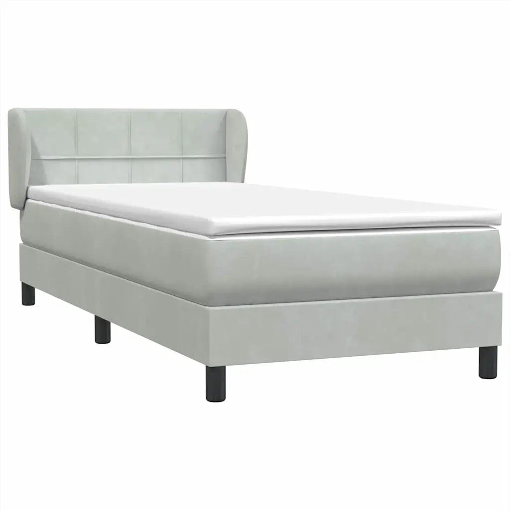 Giroletto a Molle con Materasso Grigio Chiaro 90x220 cm Velluto 3317553