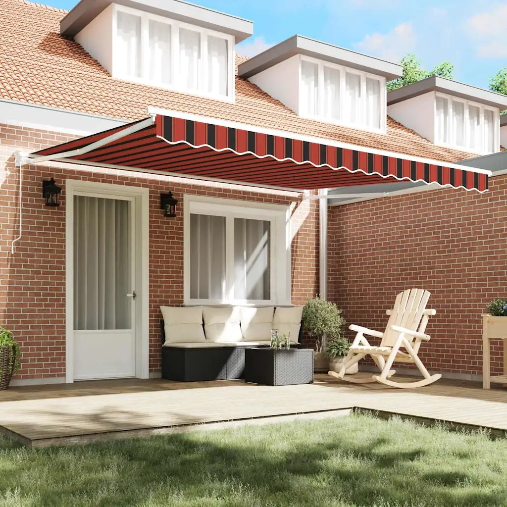 Tenda da Sole-Tenda parasole per Patio Rosso e Nero 350 x 250 x 165 cm Poliestere 907398