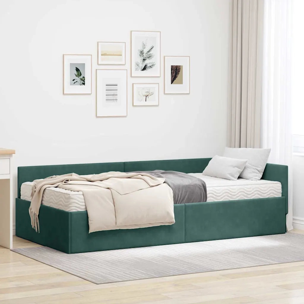 Struttura Letto Angolare con Materasso 2 pcs Verde Velluto 3393646