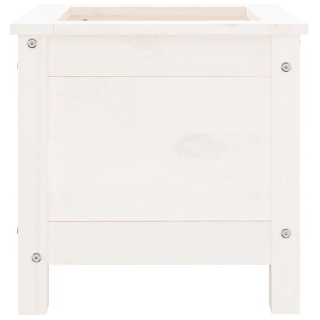Fioriera da Giardino-Vaso da Esterno Bianca 40x40x39 cm Legno Massello di Pino
