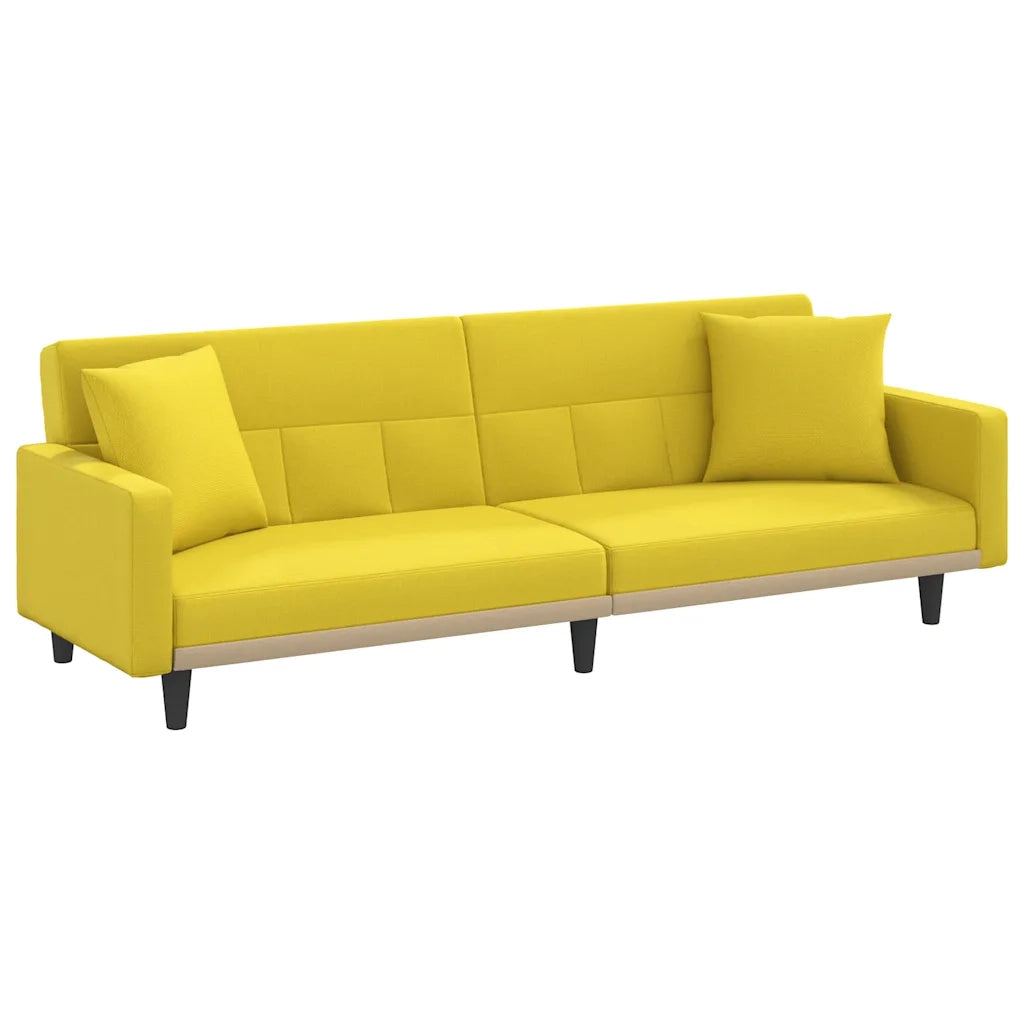 Divano letto | Sof¨¤ letto | Letto singolo con Cuscini Giallo Chiaro in Tessuto