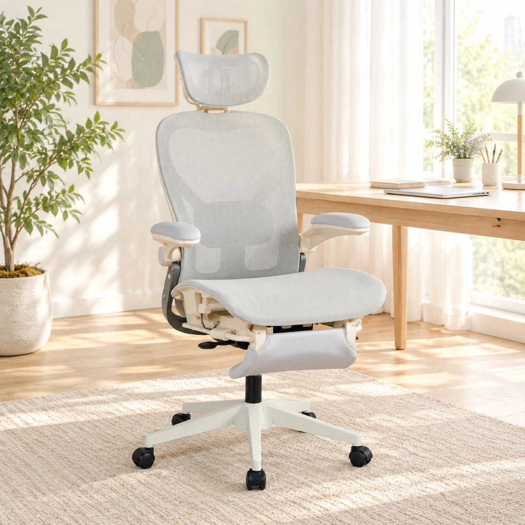 SEDIA DA UFFICIO Ergonomica Pieghevole con Poggiatesta 3D Grigia