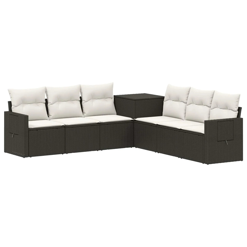 Set di divani 7 pz Nero e Bianco Crema 3448795