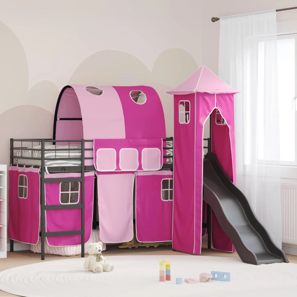 Struttura del letto loft per bambini Nero e rosa 75 x 190 cm 42020885