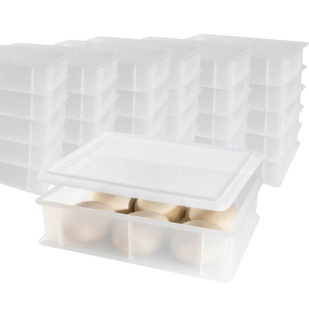 Contenitore per Lievitazione Pizza E Pane BPA-free - Cassette Portaimpasto Certificate di Grado Alimentare - Made in Italy - 30 Box Impilabili 40x30x10 + 30 Coperchi