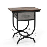 Comodino compatto con cassetto in tessuto per angolo accogliente 48 x 35 x 53 cm design industriale legno lavorato marrone 20_0014024