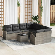 Set di divani con cuscino 9 pcs Grigio polyrattan