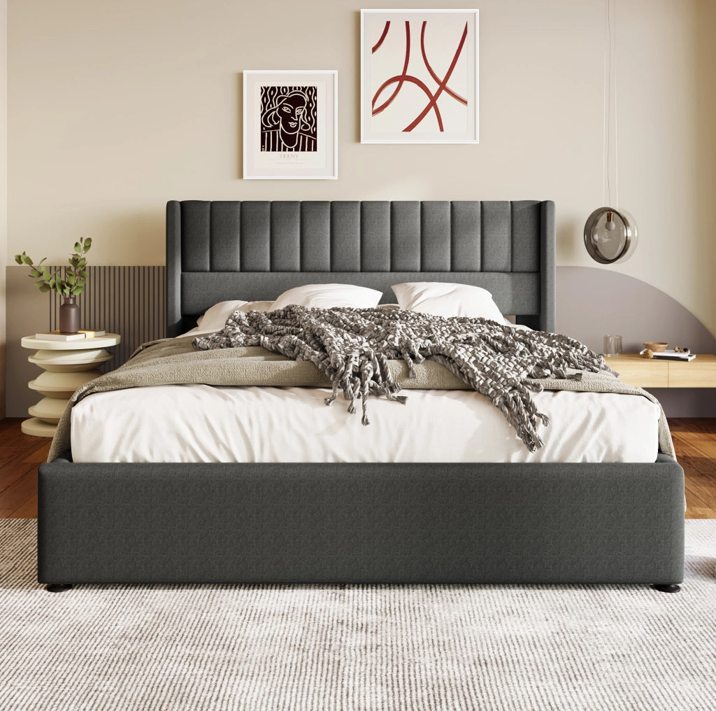 Letto matrimoniale imbottito con contenitore e apertura idraulica 160x200 cm