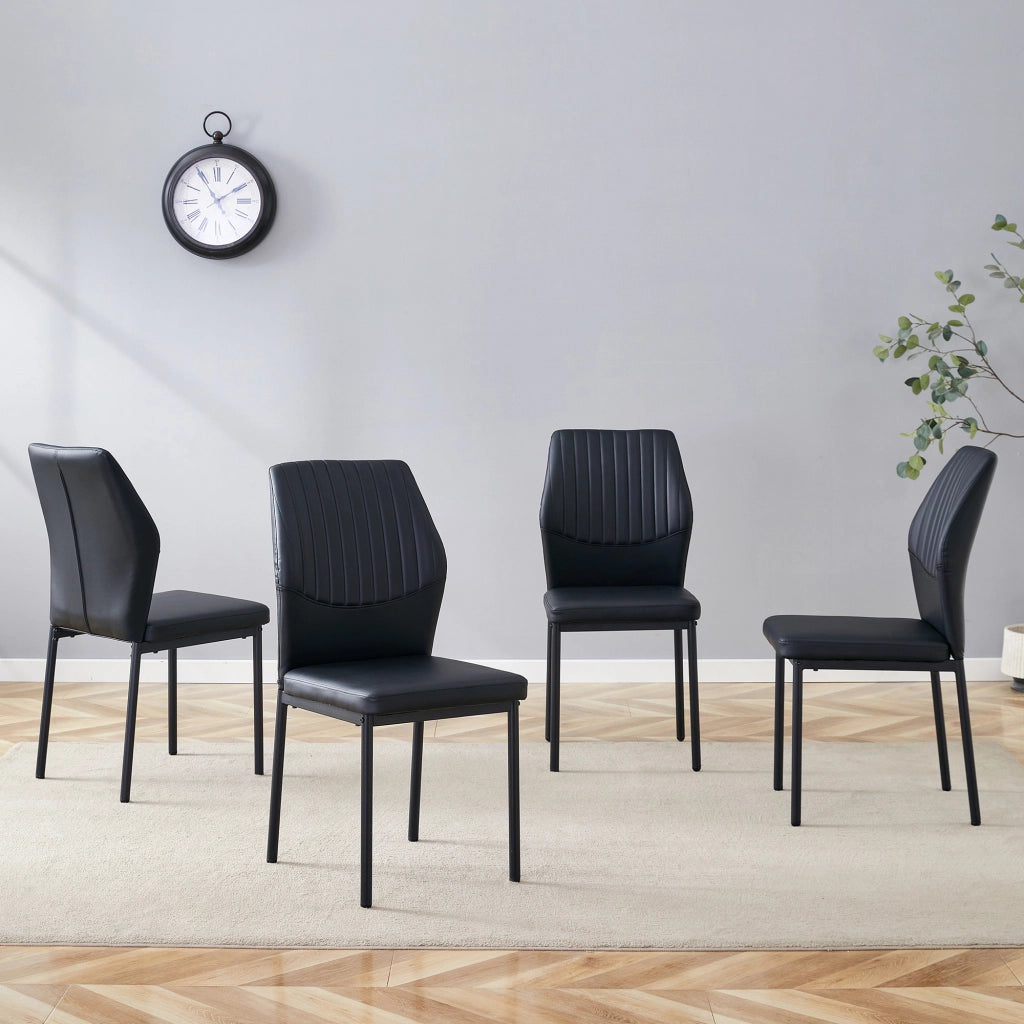SEDIA da pranzo Set da 4 pezzi 93 cm Nero PU e metallo