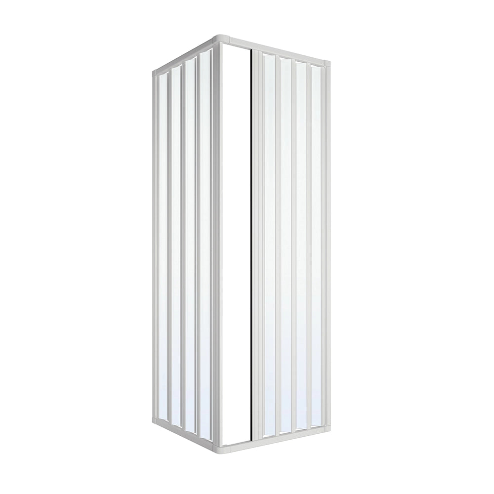 Box doccia angolare 100x100 a soffietto in PVC con apertura centrale Teti