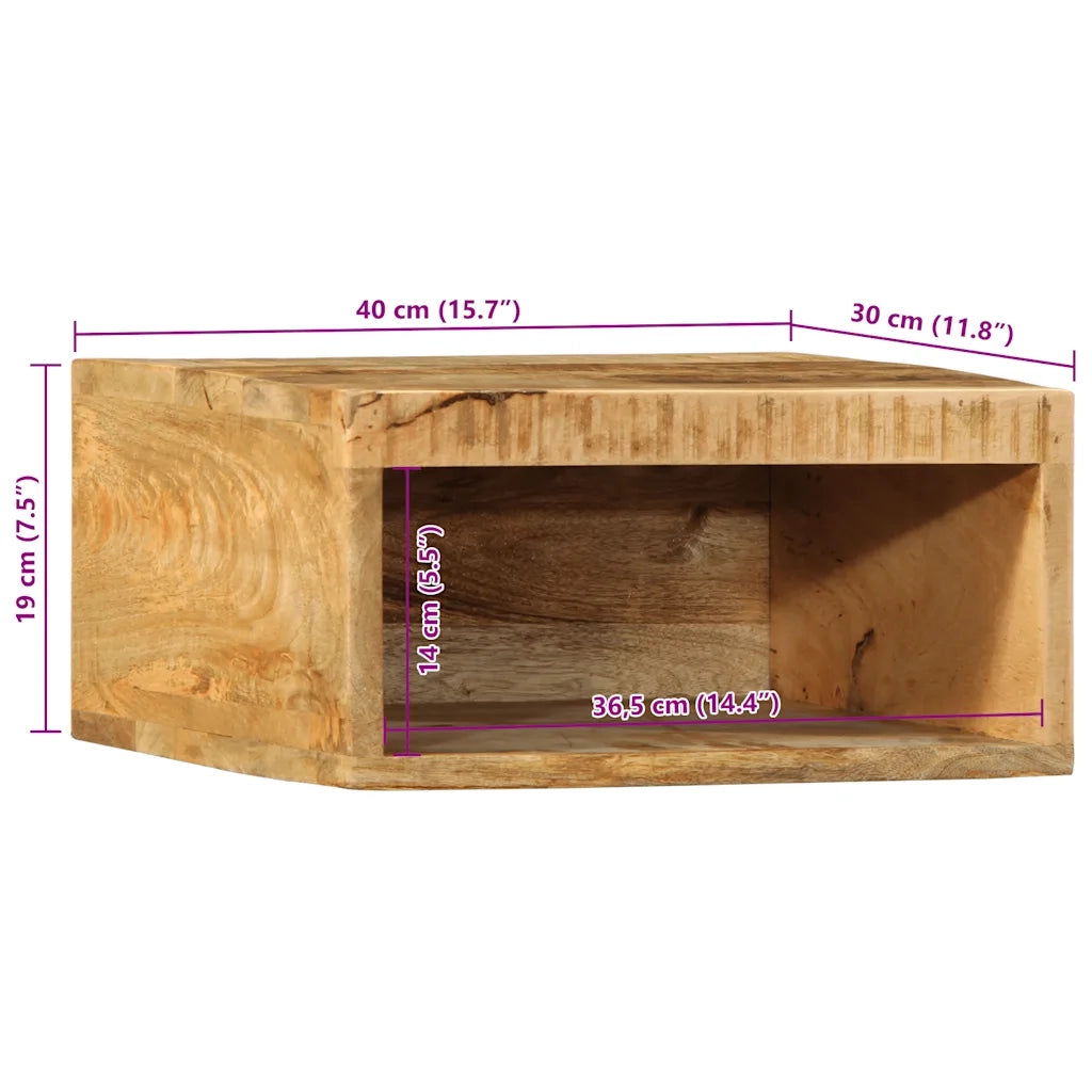 Mobile TV a Parete | Armadietto TV | Mobile Porta TV 40x30x19 cm Legno Grezzo Massello di Mango