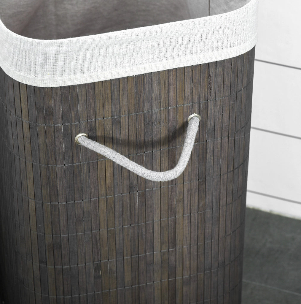 Cesto portabiancheria con coperchio 83L grigio con maniglie e sacco estraibile, organizer per lavanderia, bagno, camera