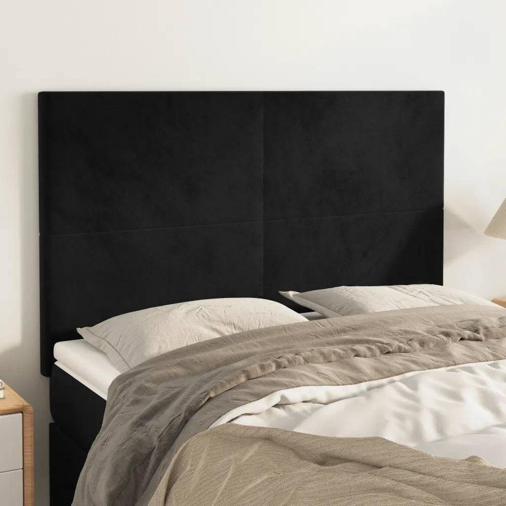 Testiera | Testata Nera 144x5x118/128 cm Velluto