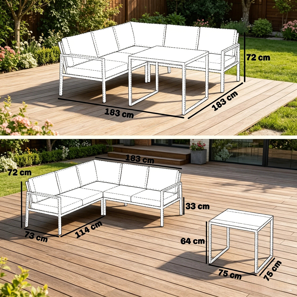 Set divani da giardino ¨C Minimal ¨C polyrattan grigio 3 posti con cuscini