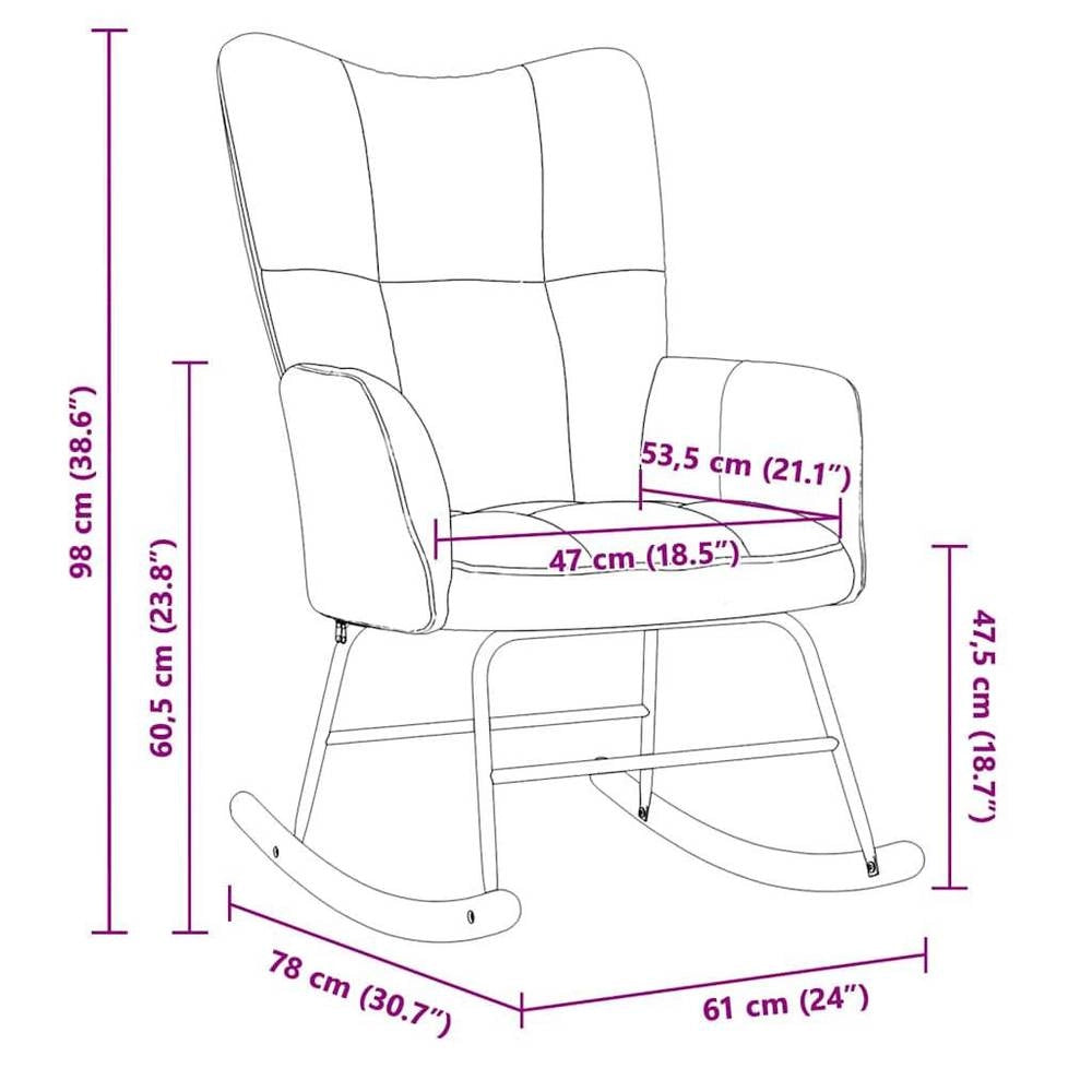 Rocking Chair, Dark Grey Velvet