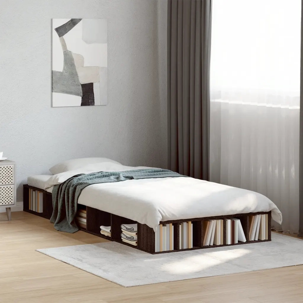 Letto singolo | Letto per adulti | Giroletto Rovere Marrone 75x190 cm in Legno Multistrato