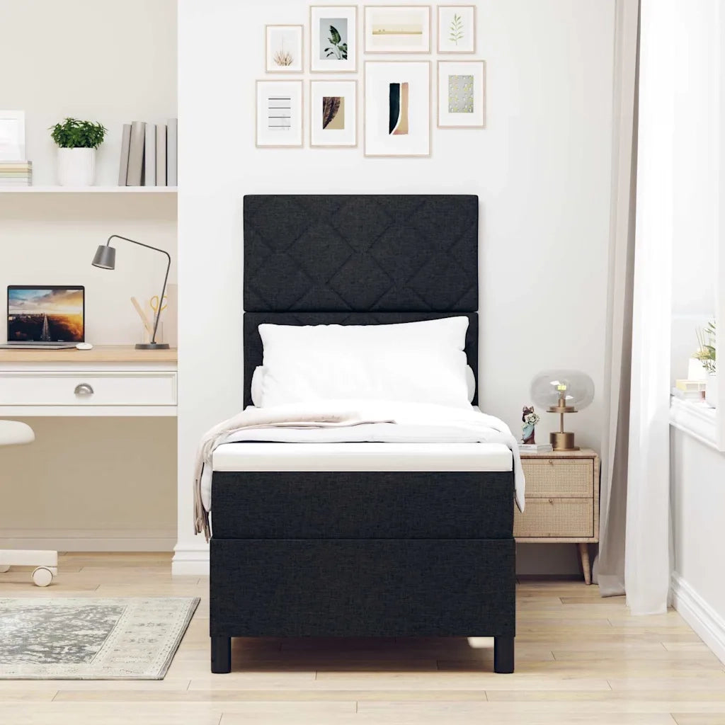Letto a molle con materasso con led Nero 80 x 200 cm Tessuto