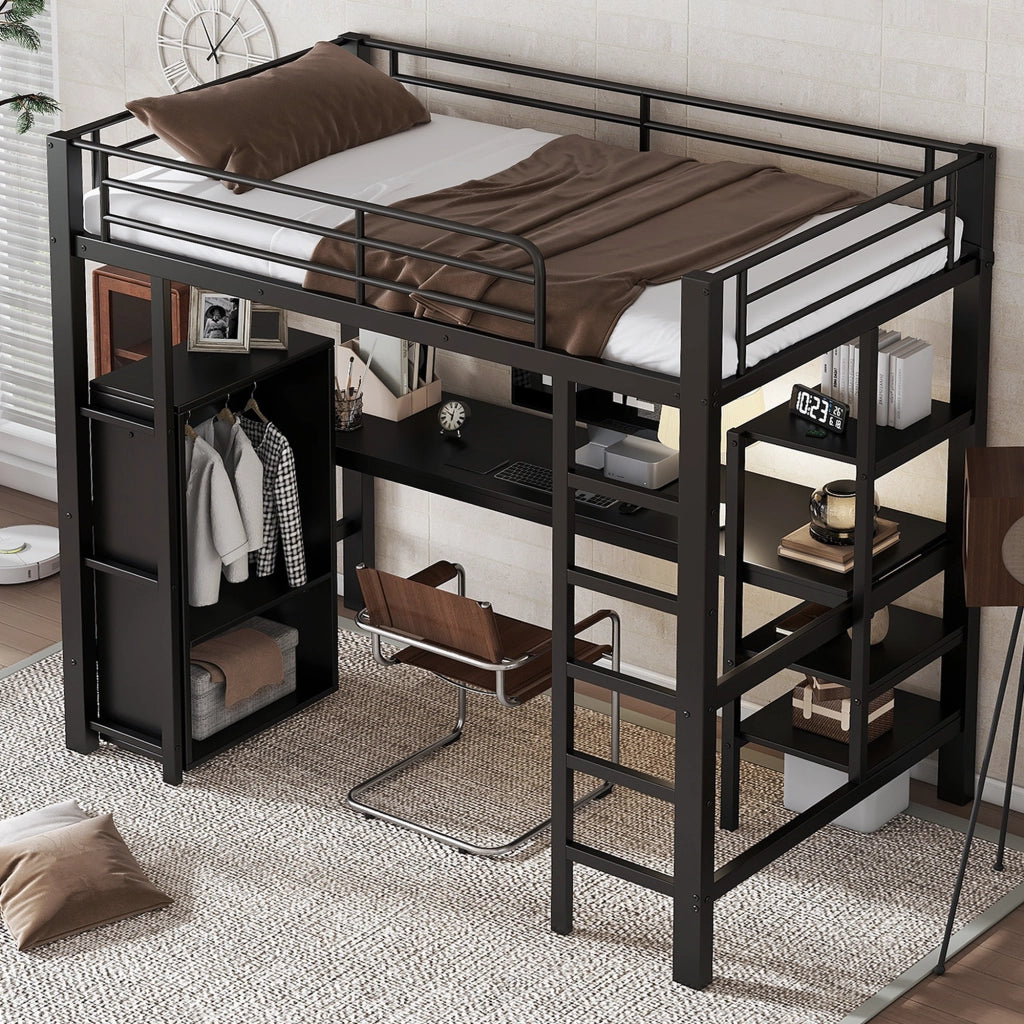 Letto a Castello per Bambini 90x200 cm con Sponde di Sicurezza, Nero