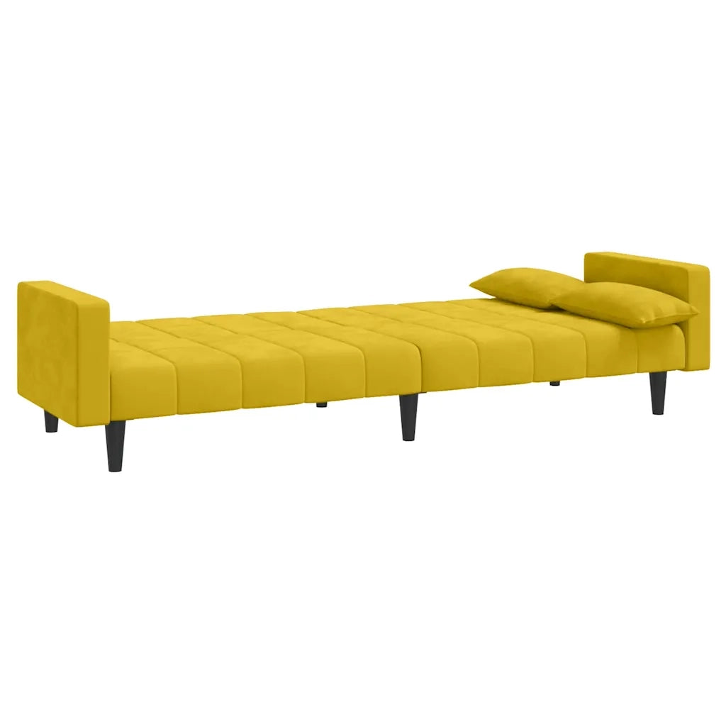 Divano letto | Sof¨¤ letto | Letto singolo a 2 Posti con 2 Cuscini Giallo in Velluto