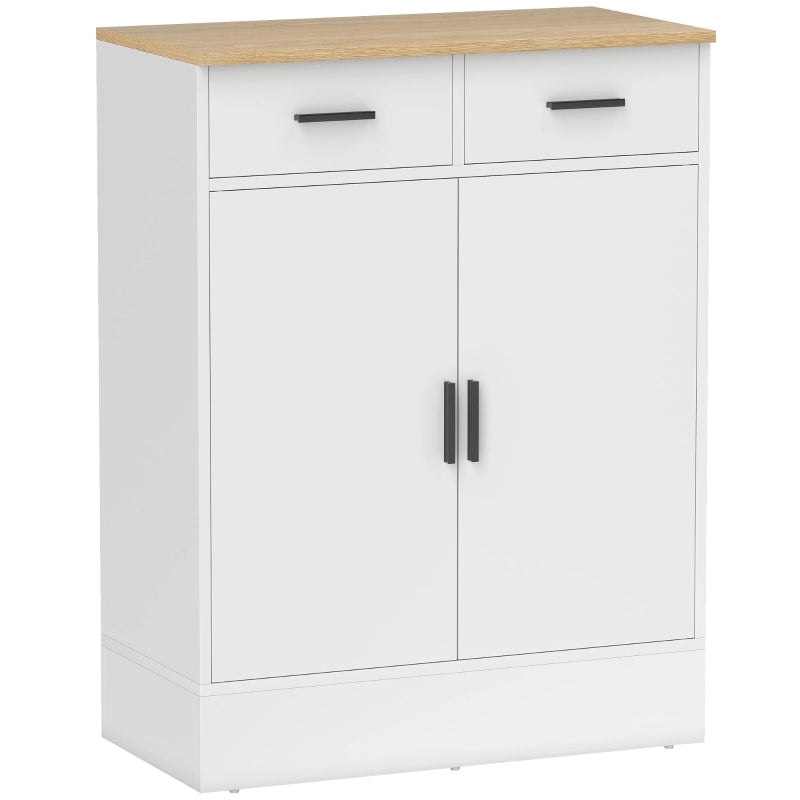 Madia con 2 cassetti e ripiano regolabile a 3 altezze in legno bianca effetto naturale 68.6 × 35 × 90.3 cm