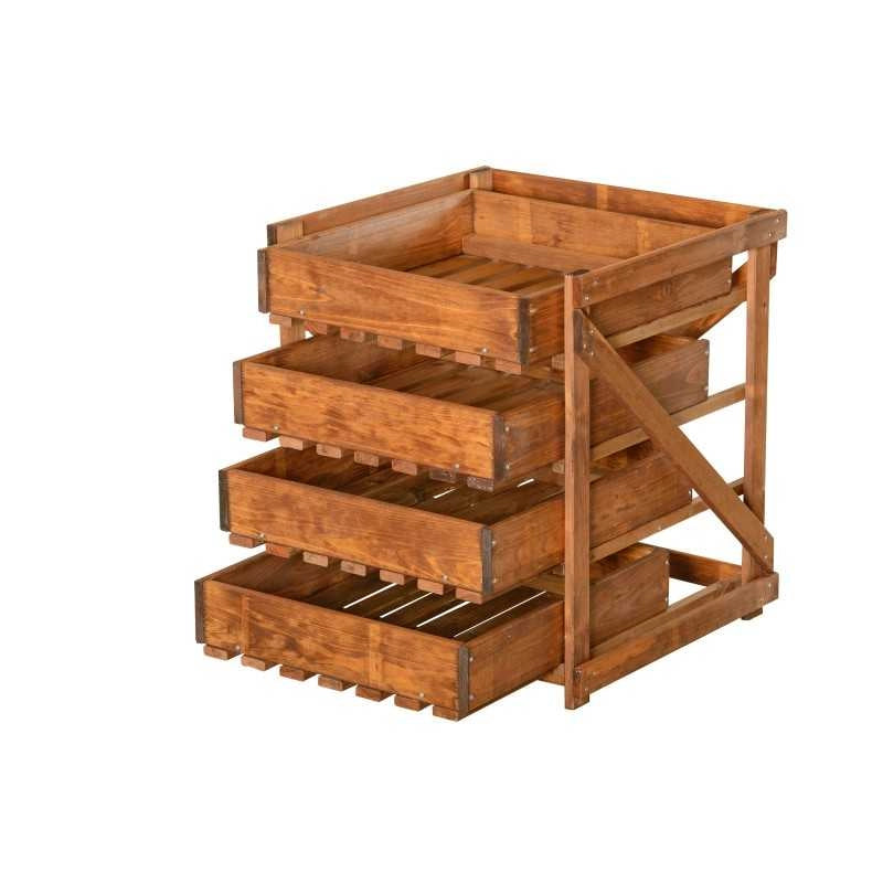 Cassettiera da orto in legno 50x54x60 cm pino impregnato autoclave, contenitore verdure e ortaggi da esterno, 3 cassetti - Esterni da Vivere