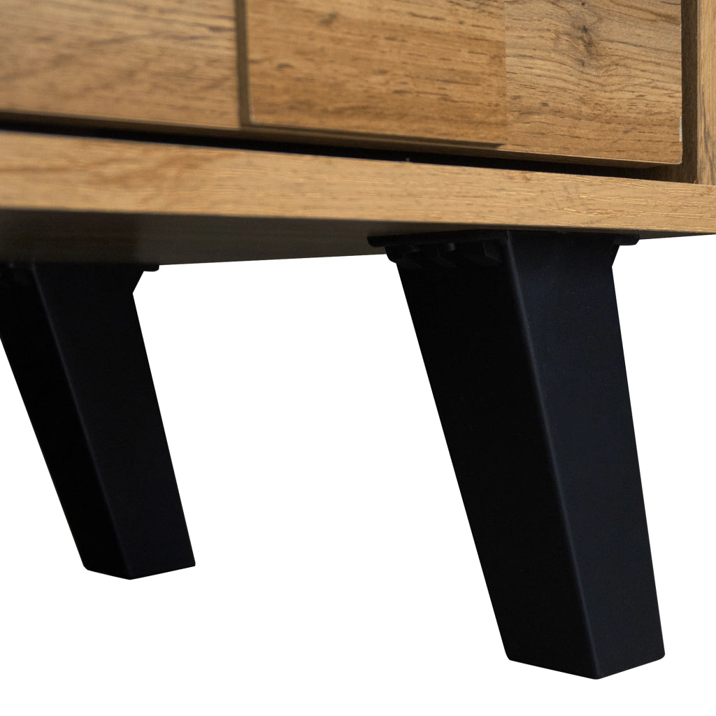Mobile porta televisore moderno in effetto legno con 2 ante e 2 vani aperti, ampio e funzionale