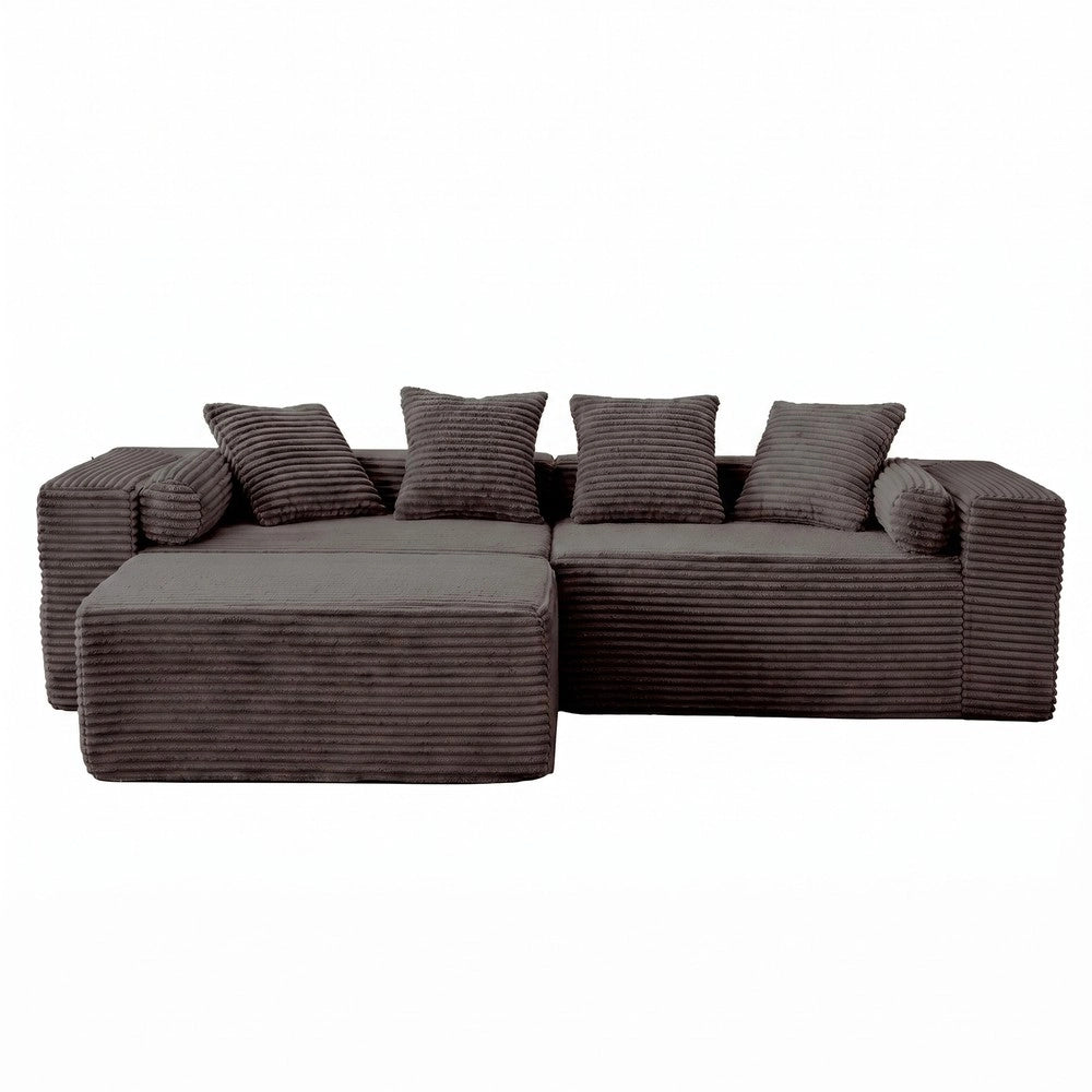 Divano angolare 3 posti ¨C Minimal ¨C Nero tessuto chenille