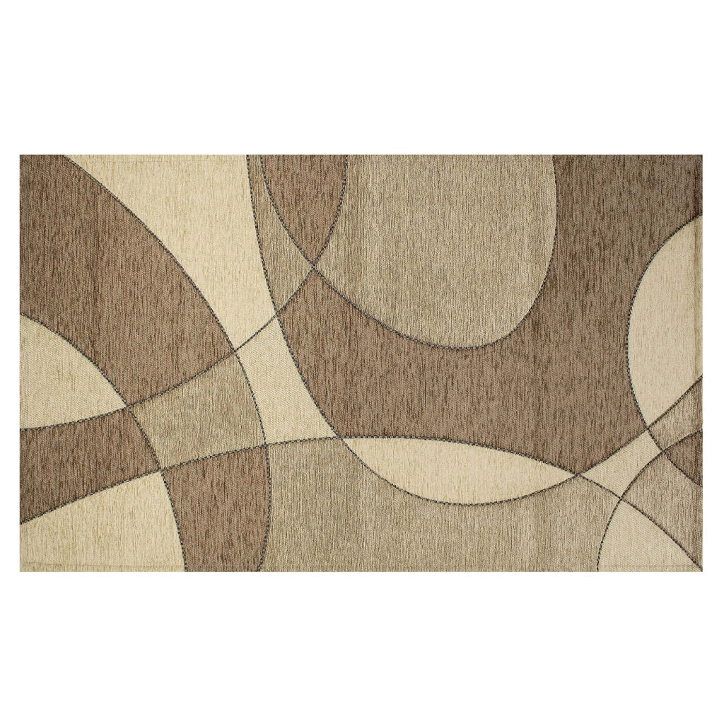 Tappeto Arredo Moderno Morbido in Ciniglia Ingresso Antiscivolo Prodotto Italiano  Soggiorno Camera Salotto Disegni Piazzati Cotone Varie Misure Grande Hills/Fango - 65x300 cm