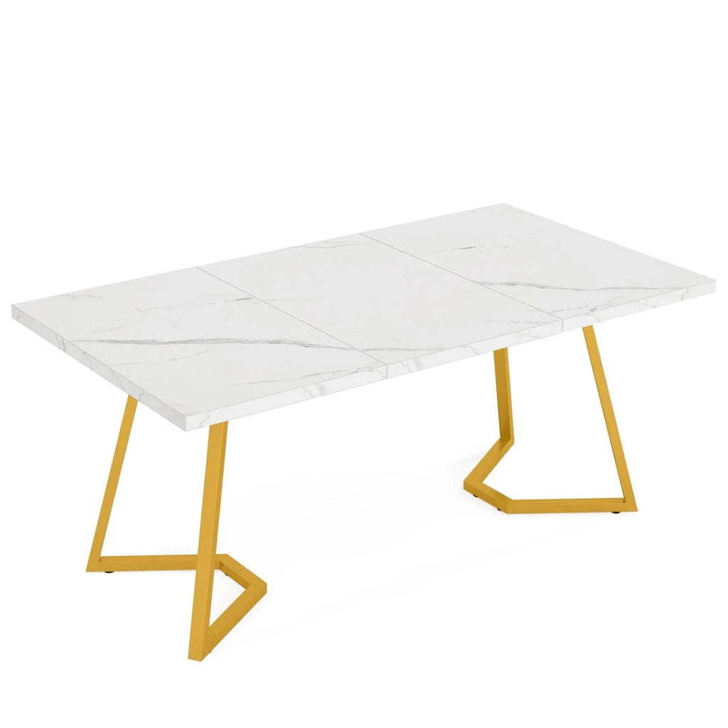 SCRIVANIA Moderna Bianco e Oro in Metallo e Legno