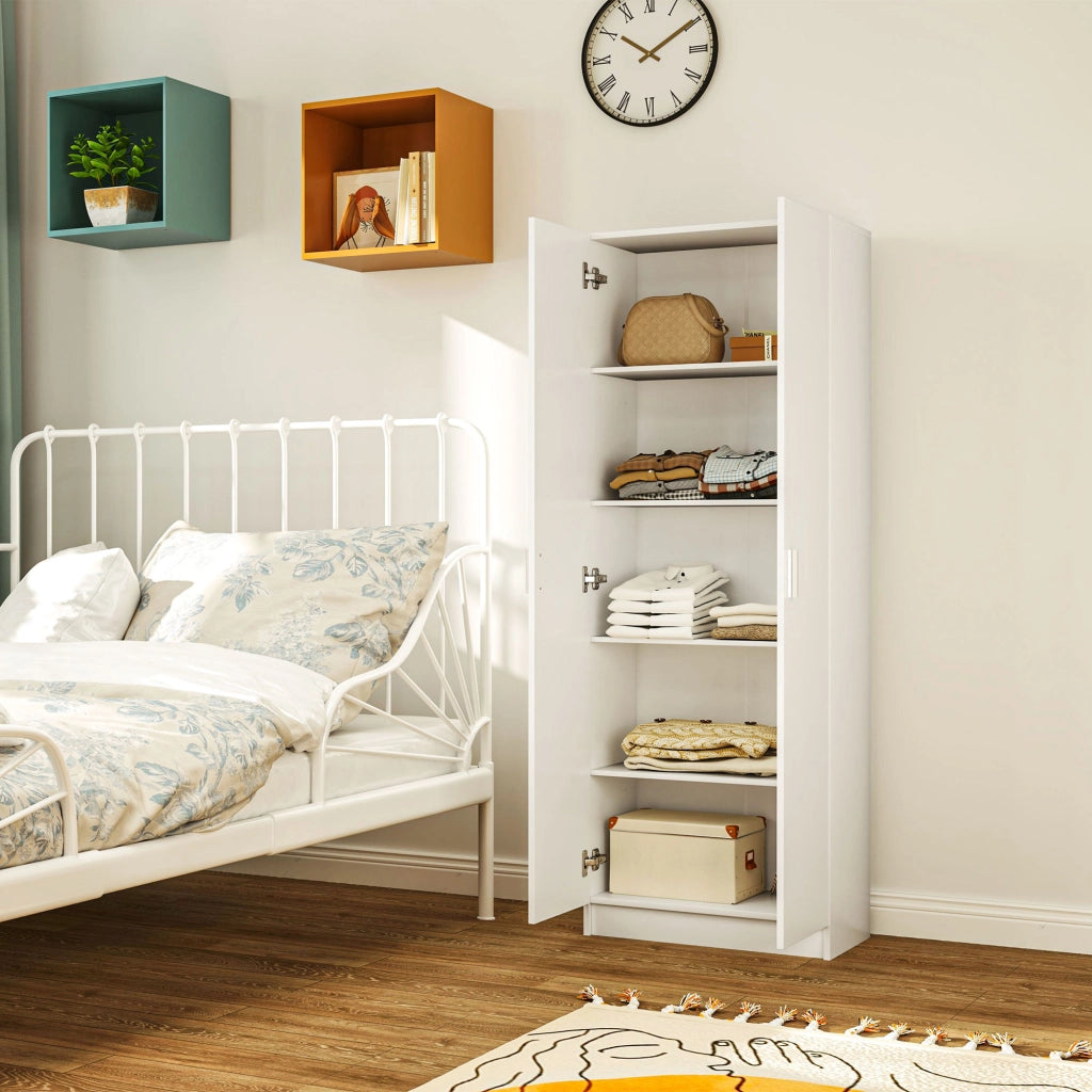 Cassettiera Moderna con 5 Ripiani Regolabili ¨C Minimal ¨C Legno, 60x31.5x165 cm, Bianco