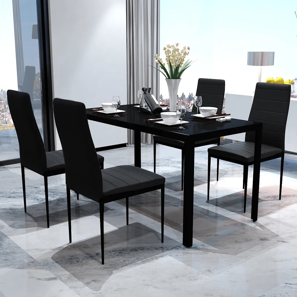 Set da Pranzo 5 pz in Pelle Artificiale Nero 275412