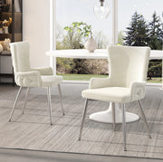 Set di 6 sedie in velluto beige