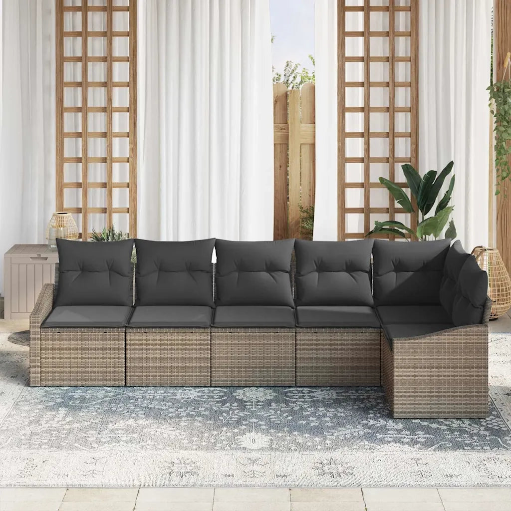 Set di divani con cuscino 6 pcs Grigio polyrattan 3346739