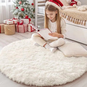 Tappeto Fluffino Antiscivolo con Fondo Liscio Lavabile per Salotto, Camera dei Bambini, Camera da Letto - 120 cm Circolare, Crema