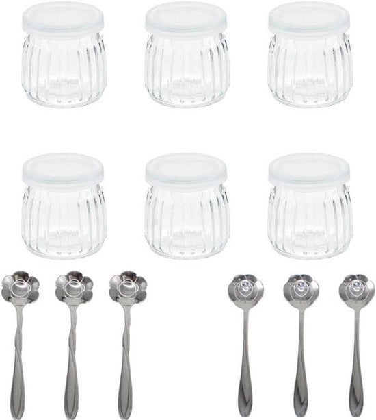Set di Piatte per Yogurt e Pudding, 6 pezzi - 100 ml - Plastica