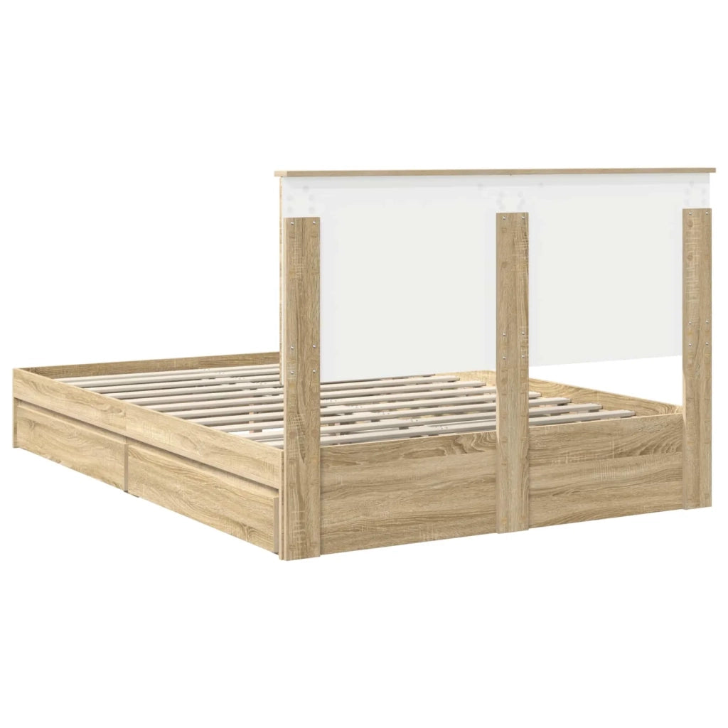 Letto con Contenitore con testiera Rovere Sonoma 140 x 200 cm 3409554