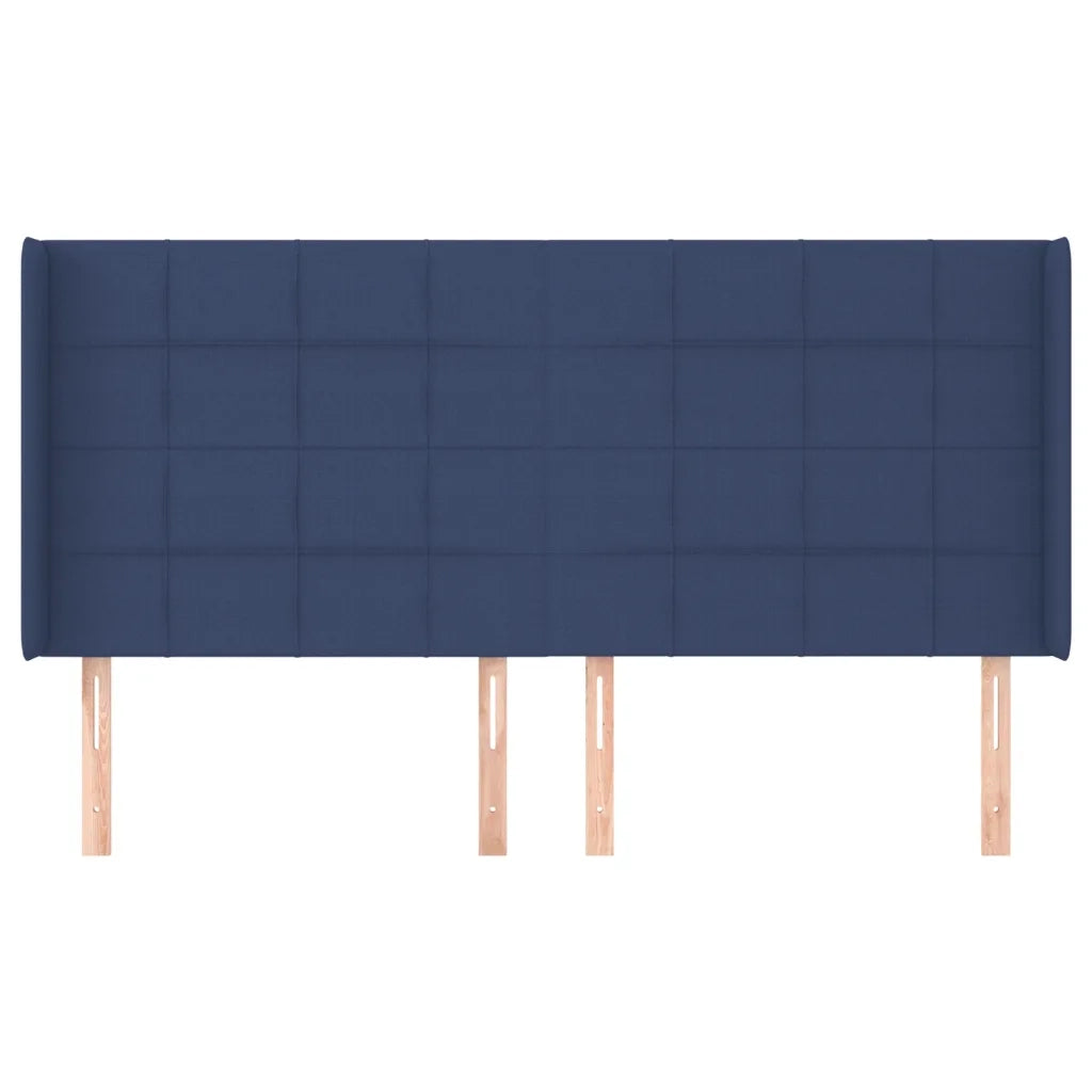 Testiera ad Orecchio-Testata con Orecchie Blu 203x16x118/128 cm in Tessuto 124288