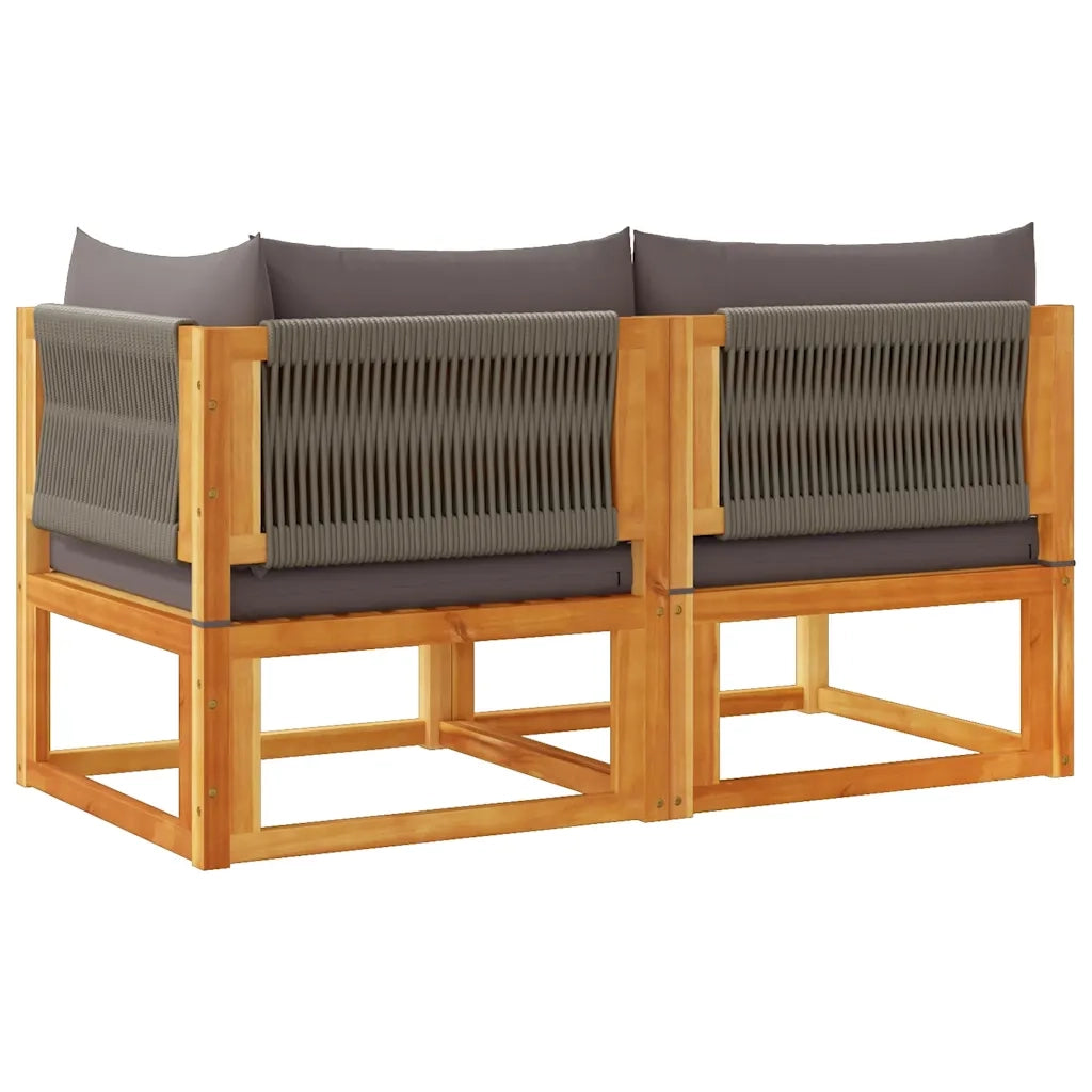Divano da giardino con cuscini 2 Posti-Sofa da Giardino-Divano da esterno in legno di acacia e corda 623702