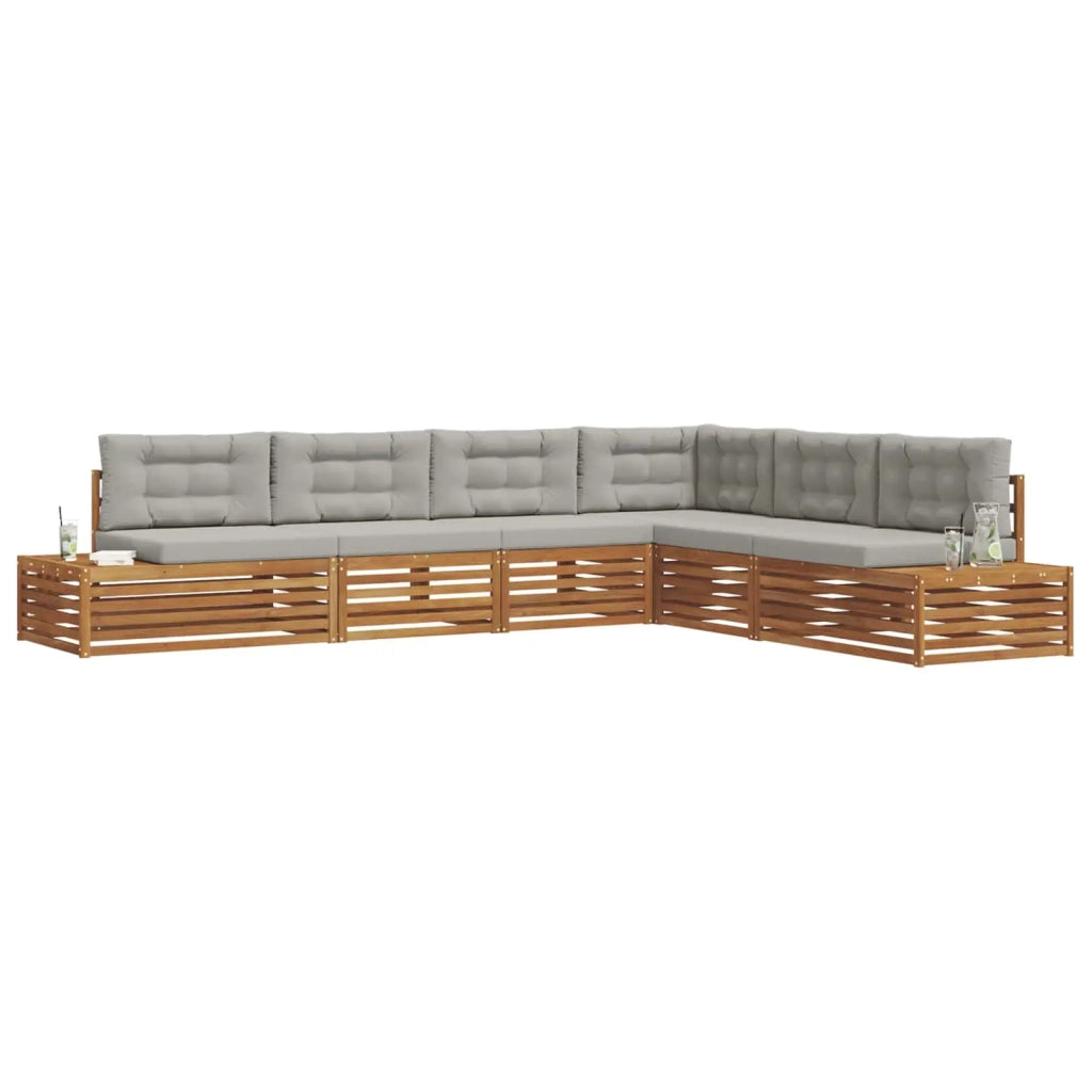 Set di divani da esterno 6 Pezzo Grigio Naturale e Chiaro 3374101