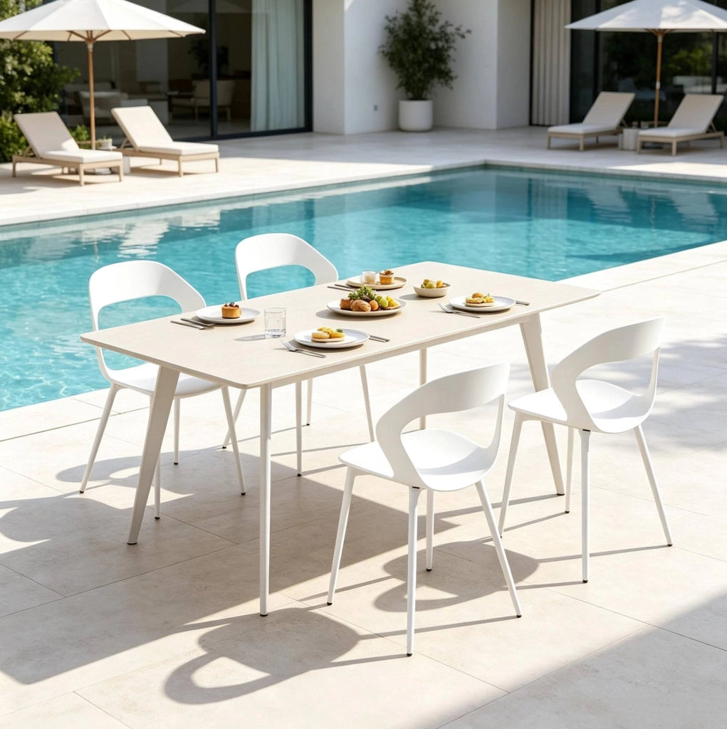 SEDIE da pranzo ergonomiche 51x44x83 cm PP bianco e metallo Set da 4 pezzi