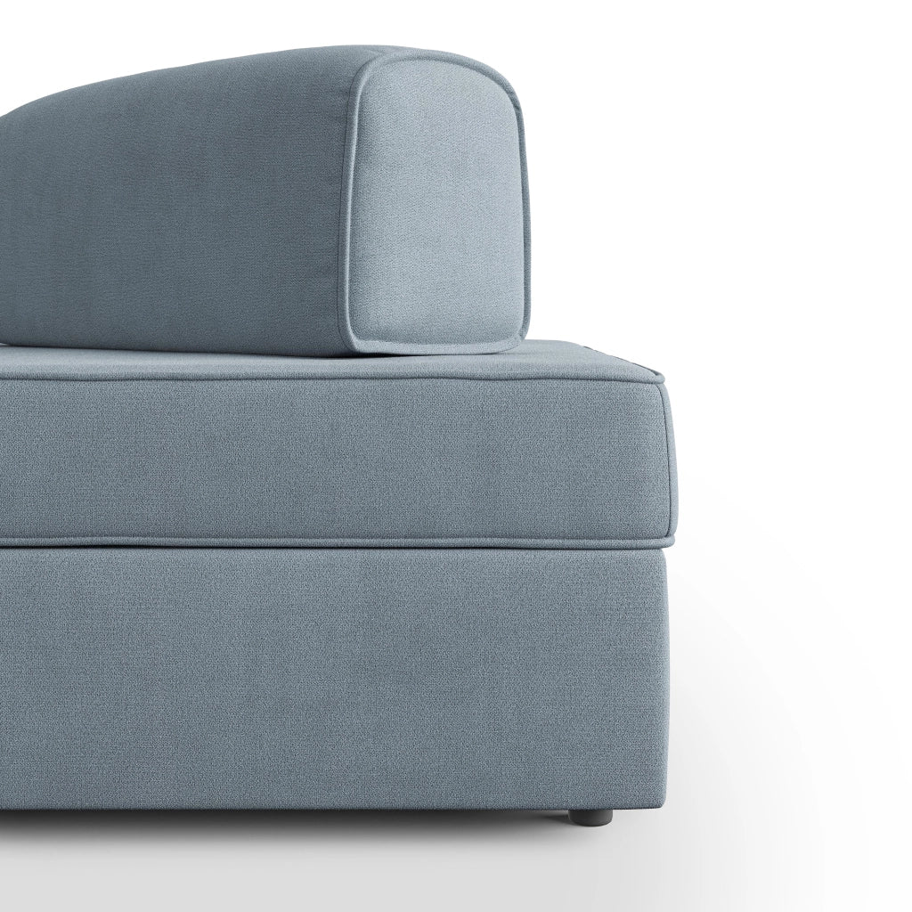 Liberty Divano con pouf estraibile e schienali movibili in tessuto morbido impermeabile T02 160 cm carta da zucchero