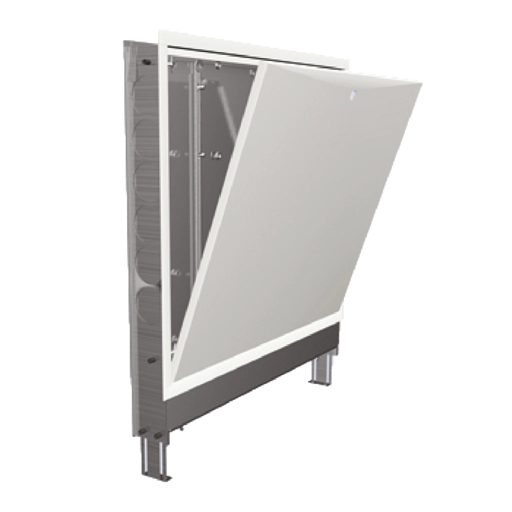 CASSETTA PER COLLETTORI IN LAMIERA ZINCATA PER IMPIANTI A PAVIMENTO E CLASSICI CON RIALZO E PIEDINO - DIM: (LXPXH): 50X11X72 CM  - GFR