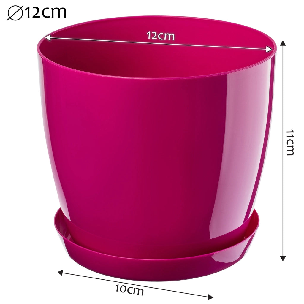 Vaso da fiori KADAX con sottovaso e coperchio in plastica, 12 cm, rosa.