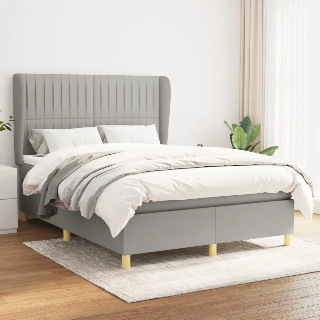 Giroletto a Molle con Materasso Grigio Chiaro 140x190cm Tessuto 3128677