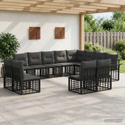 Set di divani da esterno 12 pz Nero e Grigio scuro Poliestere 3437793