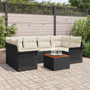 Set Divano da Giardino con cuscino 7 pcs Nero polyrattan 3347278