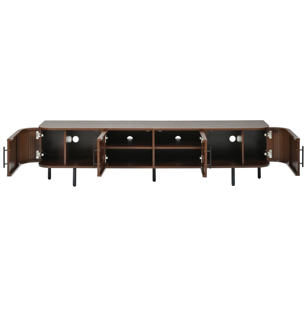 Set soggiorno con mobile TV e sideboard; frontali effetto intrecciato; MDF; noce