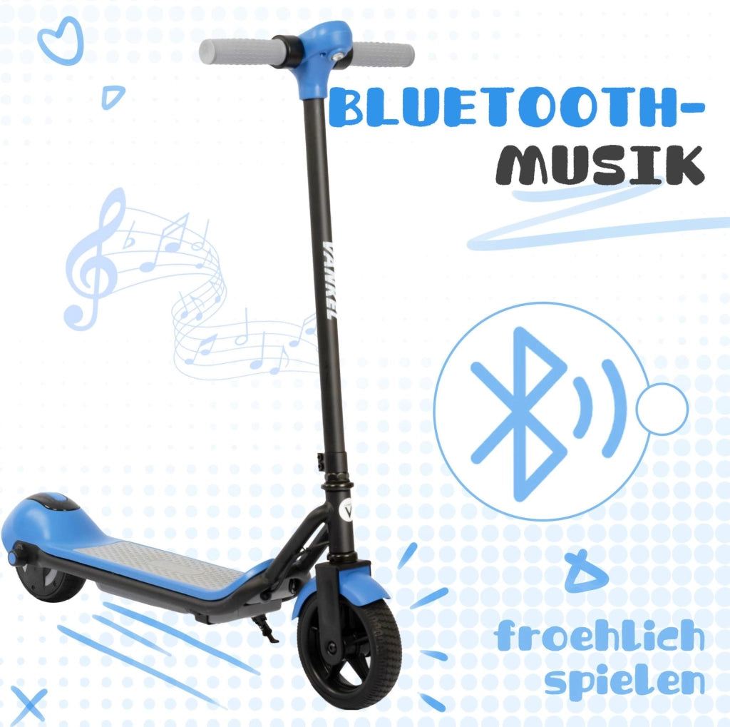 Monopattino elettrico per bambini 84x84 cm ferro e plastica blu, 3 velocità, dai 6 anni