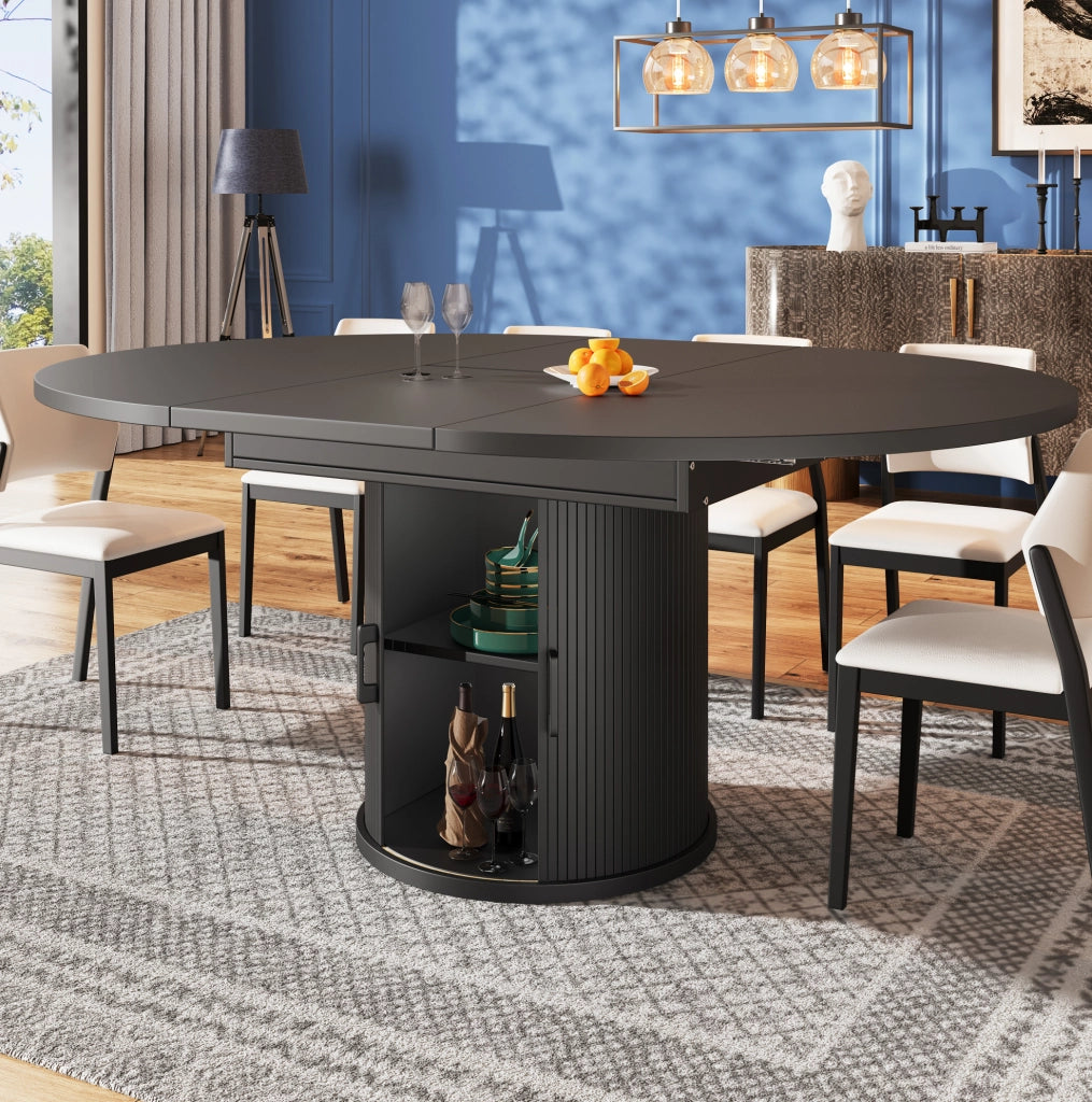 TAVOLO DA PRANZO ESTENSIBILE 118-158 cm Nero in MDF