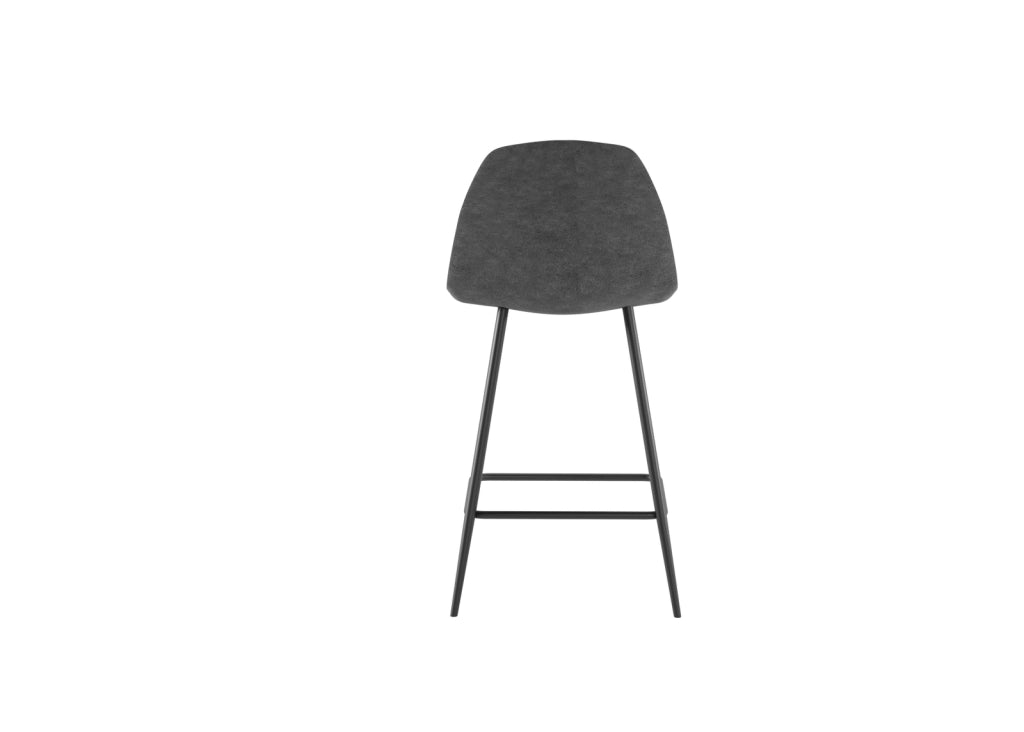 Sgabello Brigitte Grigio Vintage in Similpelle con Struttura in Metallo Antracite - Design Industriale per Arredo Interni Moderno